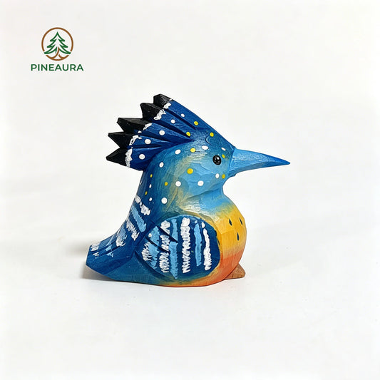 A Blue Hoopoe Bird Wood Sculpture