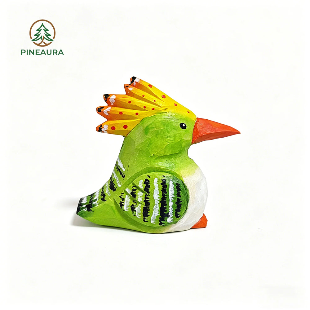A Green Hoopoe Bird Wood Sculpture