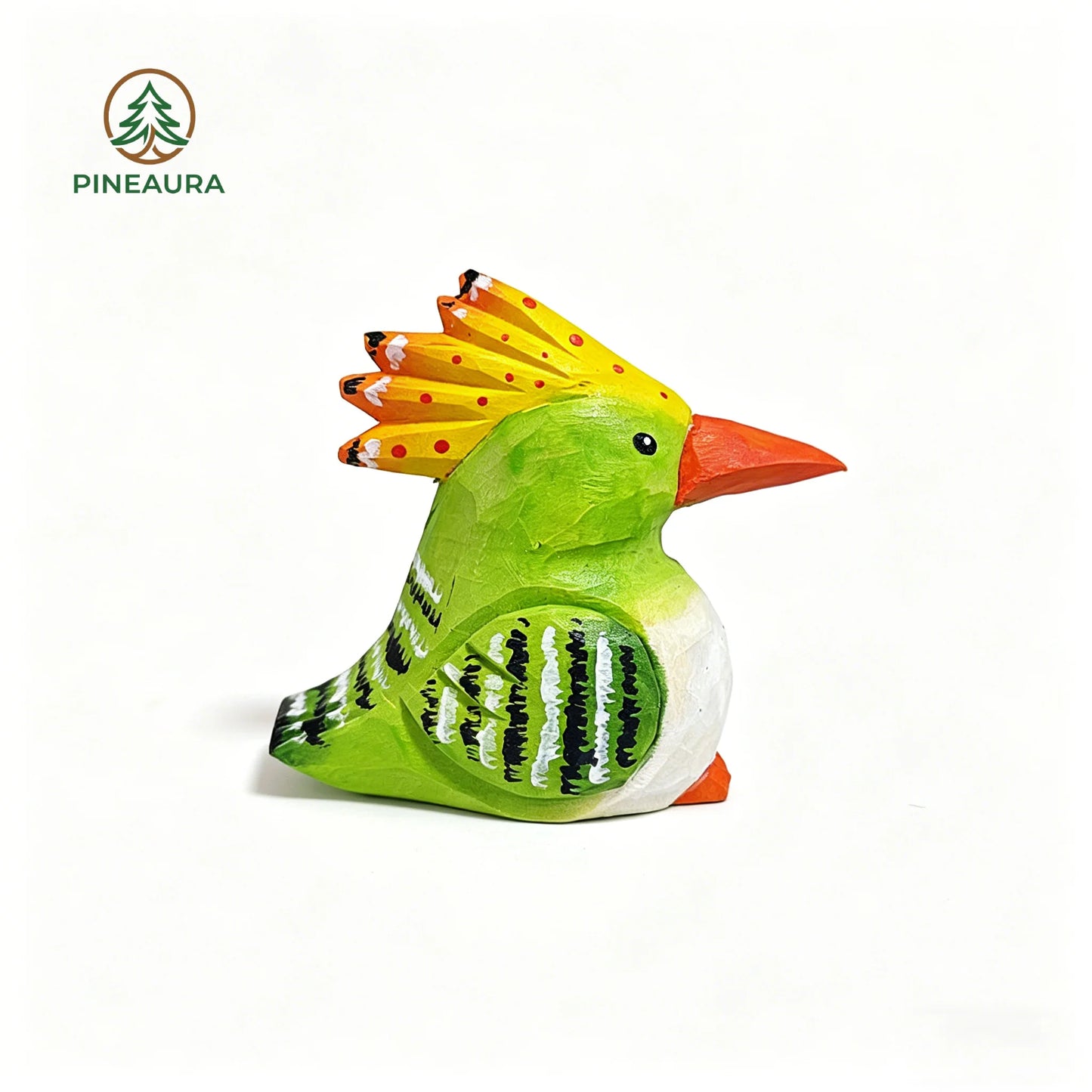 A Green Hoopoe Bird Wood Sculpture