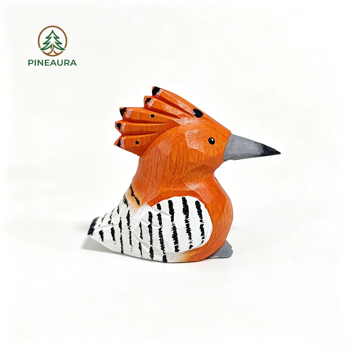 An Orange Hoopoe Bird Wood Sculpture