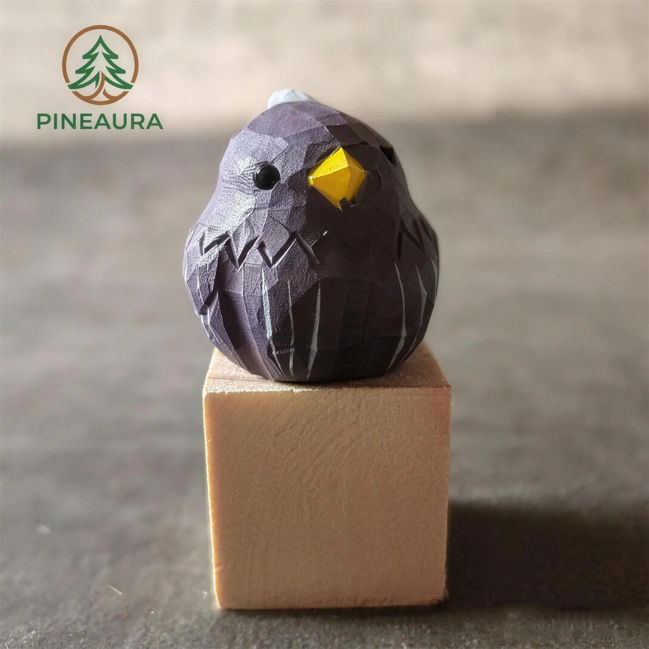 A Wooden Blue Bird Sculpture Named Midnight Plum