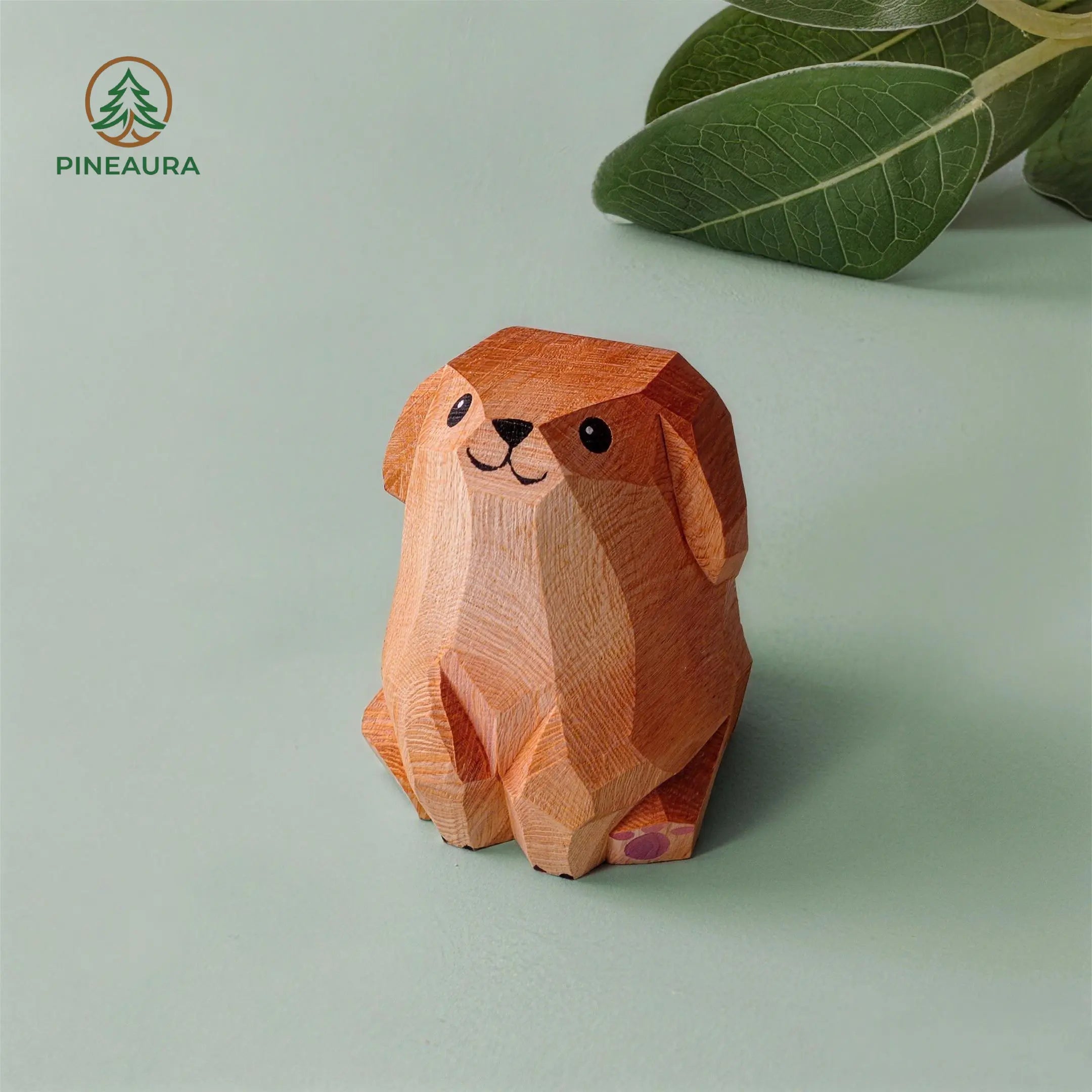 Handcrafted wooden Golden Retriever figurine, eco-friendly carved dog statue, cute puppy gift and decor